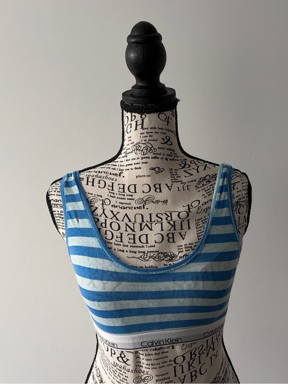 Calvin Klein Blue Striped Scoop Neck Bra
